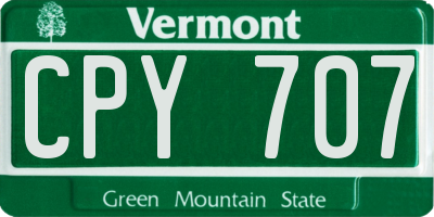VT license plate CPY707