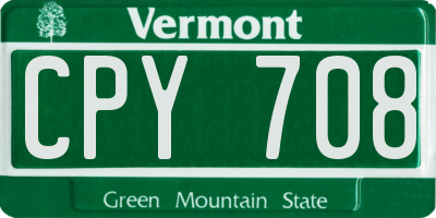 VT license plate CPY708