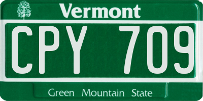 VT license plate CPY709