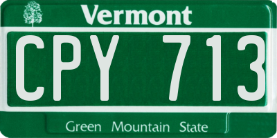 VT license plate CPY713