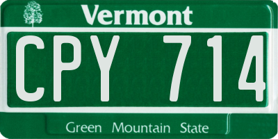 VT license plate CPY714