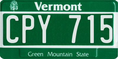 VT license plate CPY715
