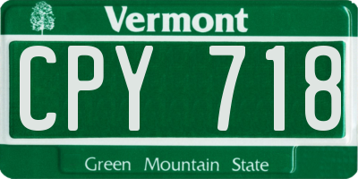 VT license plate CPY718