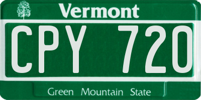 VT license plate CPY720