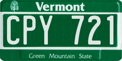 VT license plate CPY721