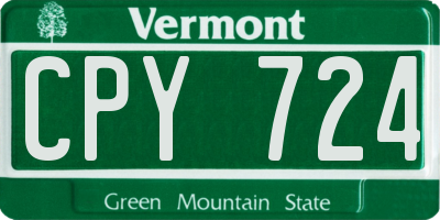 VT license plate CPY724