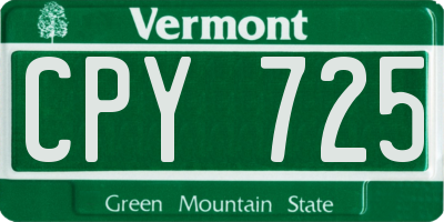 VT license plate CPY725