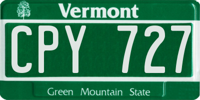 VT license plate CPY727