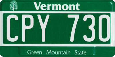 VT license plate CPY730