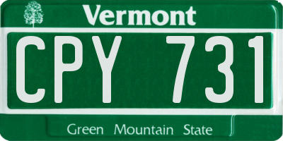 VT license plate CPY731