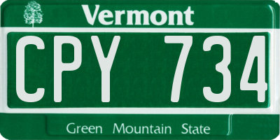 VT license plate CPY734
