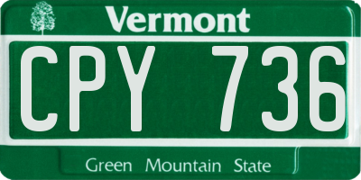 VT license plate CPY736