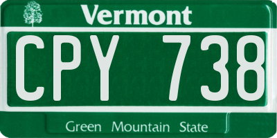VT license plate CPY738