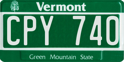 VT license plate CPY740
