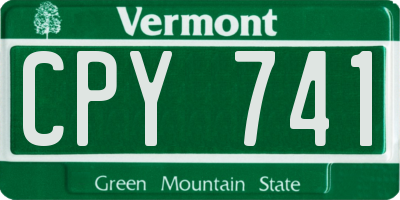 VT license plate CPY741