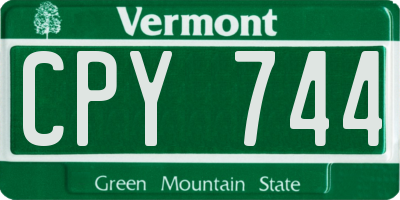 VT license plate CPY744