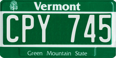 VT license plate CPY745