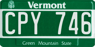 VT license plate CPY746