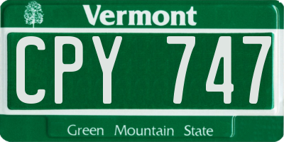 VT license plate CPY747