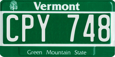 VT license plate CPY748