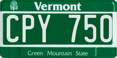 VT license plate CPY750