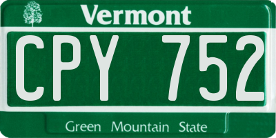 VT license plate CPY752