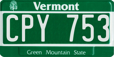 VT license plate CPY753