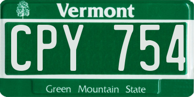 VT license plate CPY754