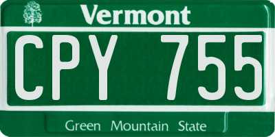 VT license plate CPY755
