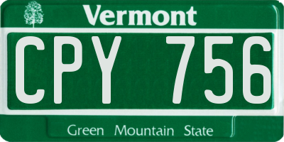 VT license plate CPY756