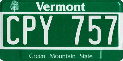 VT license plate CPY757