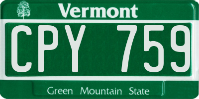 VT license plate CPY759
