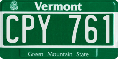 VT license plate CPY761