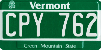 VT license plate CPY762