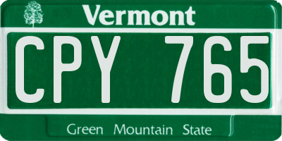 VT license plate CPY765