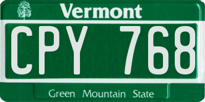 VT license plate CPY768
