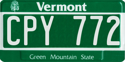 VT license plate CPY772