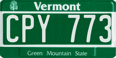 VT license plate CPY773
