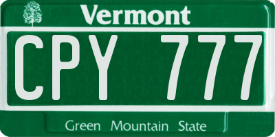 VT license plate CPY777