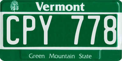 VT license plate CPY778