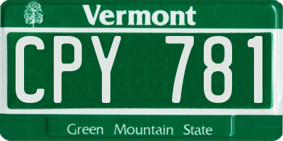 VT license plate CPY781
