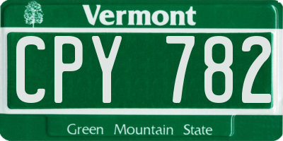VT license plate CPY782