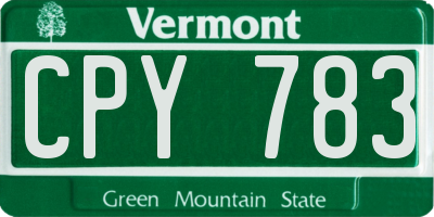 VT license plate CPY783