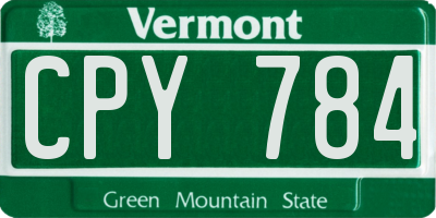 VT license plate CPY784
