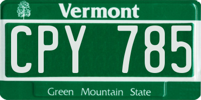 VT license plate CPY785