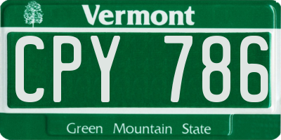 VT license plate CPY786