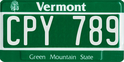 VT license plate CPY789