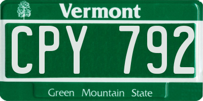 VT license plate CPY792