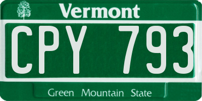 VT license plate CPY793