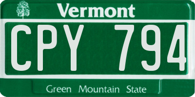 VT license plate CPY794